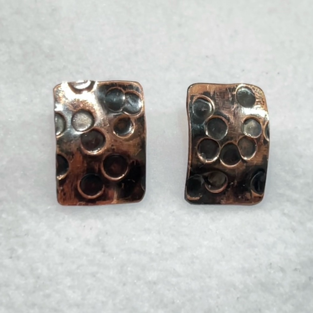 Copper and Black Textured Earrings
